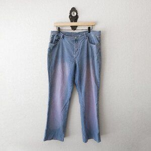 DG2 Diane Gilman 12P Petite Blue Bootcut Jeans Embellished Pockets Stretch